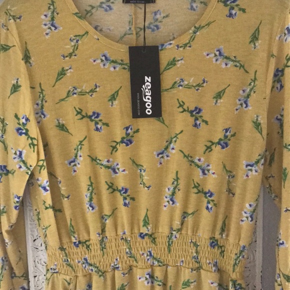 Cute yellow with purple flowers dress $10 - Picture 1 of 4